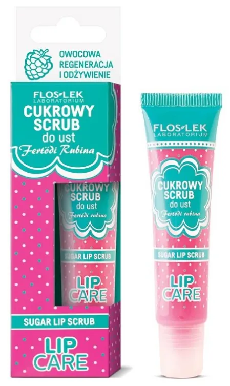 FlosLek Laboratorium Lip Care, cukrowy scrub do ust, zapach malinowy, 14 g
