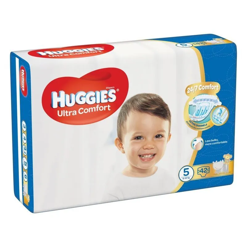 Huggies Ultra Comfor, pieluszki jednorazowe, rozmiar 5, 12-22kg, 42 sztuki