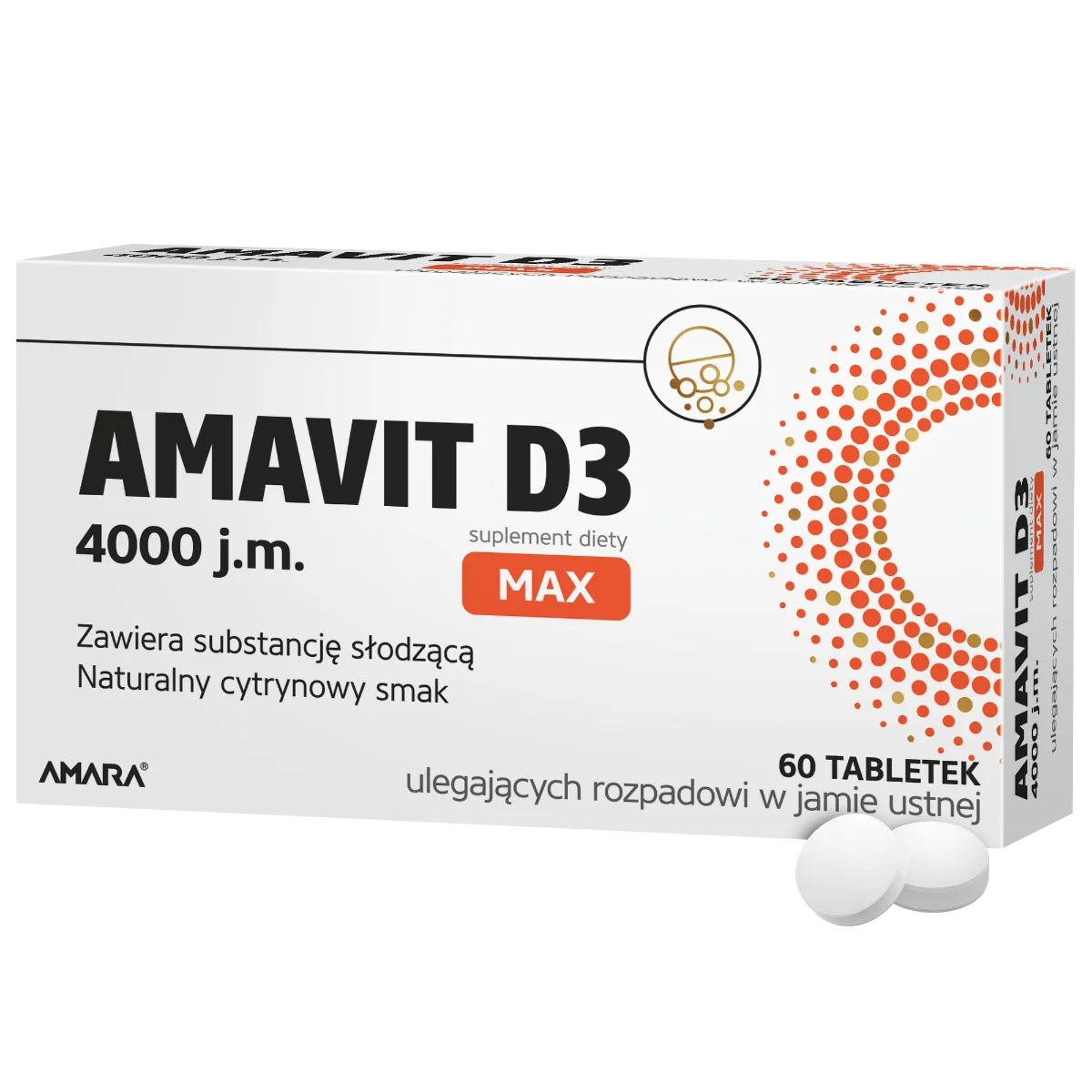 Amavit D3 4000 j.m, suplement diety, 60 tabletek ODT