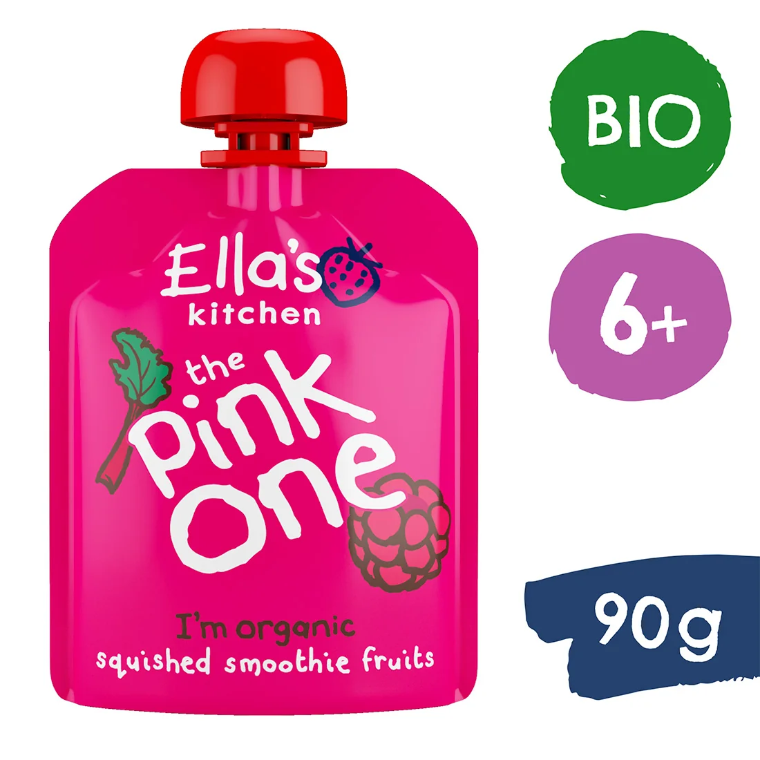 Ella's Kitchen BIO Pink One smoothie owocowe z rabarbarem, 5 x 90 g