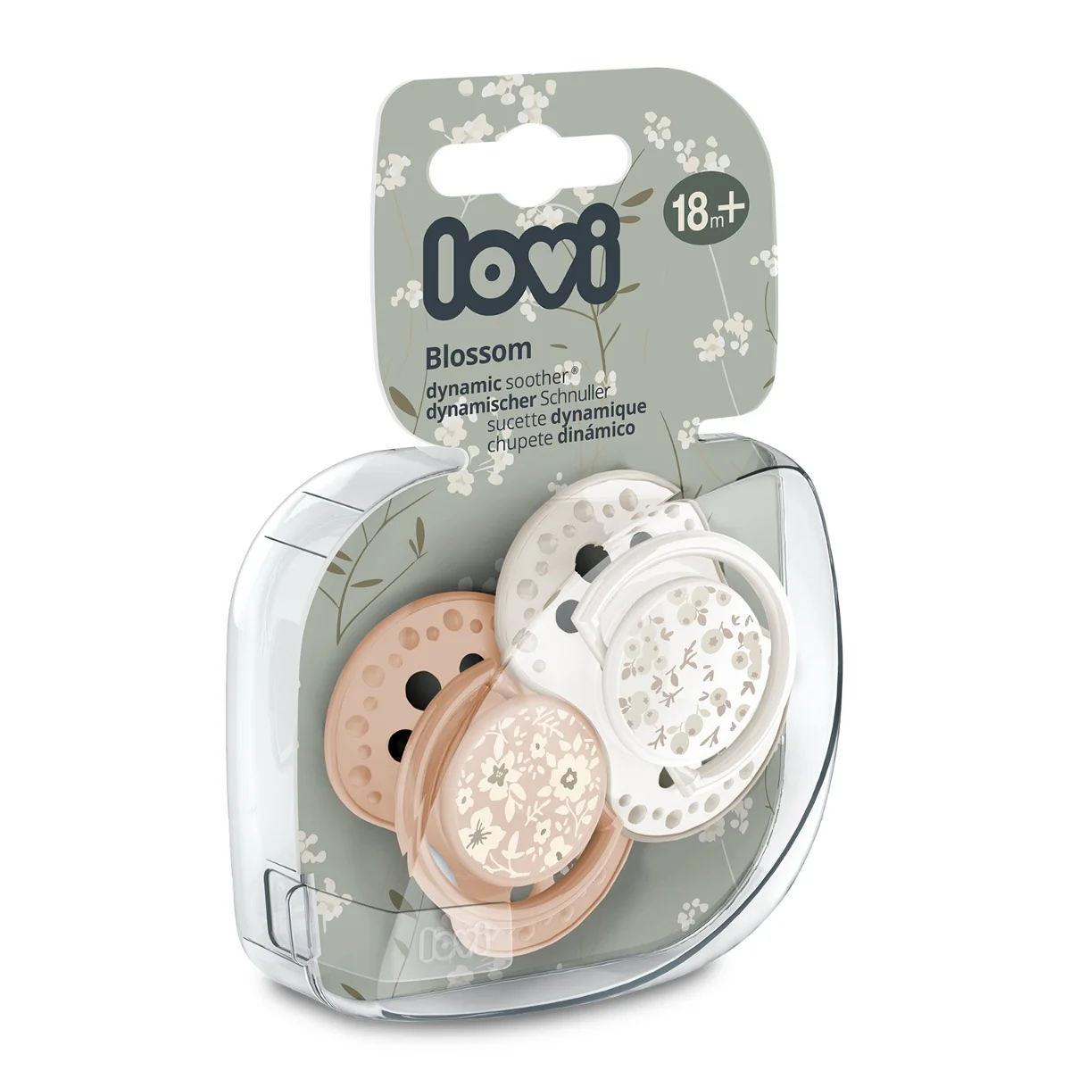 LOVI Smoczek silikonowy dynamiczny 18m+ Blossom Ivory 2 sztuki