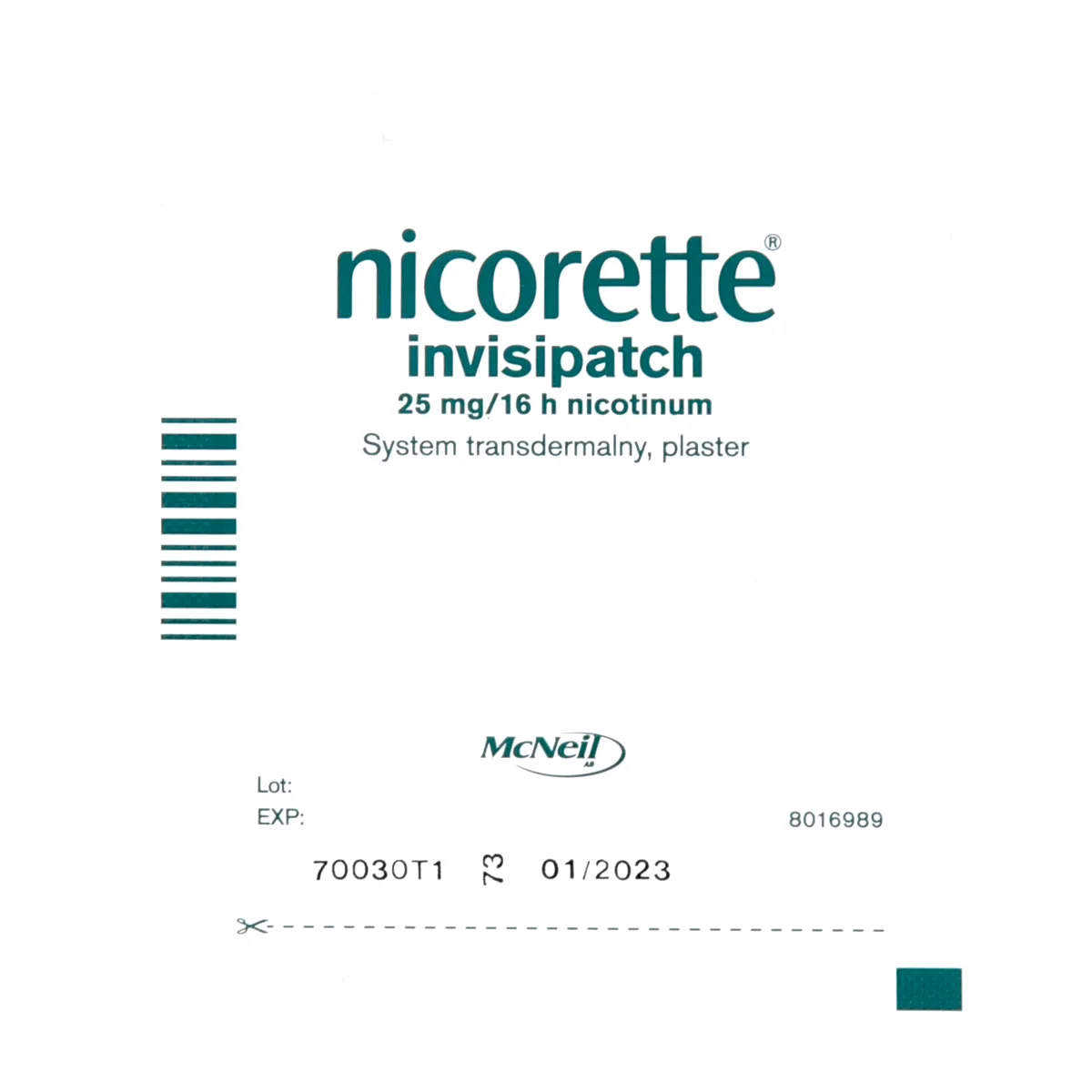 Nicorette Invisipatch, 25 mg/16 h nicotinum, 7 plastrów 