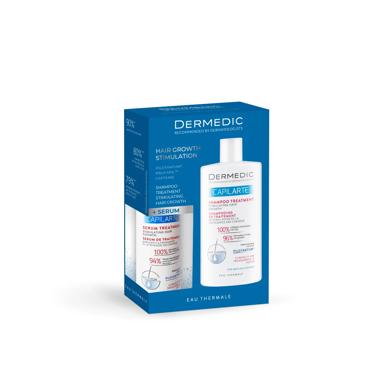 Dermedic Capilarte Zestaw serum-kuracja stymulująca wzrost włosów, 150 ml + szampon kuracja, 300 ml
