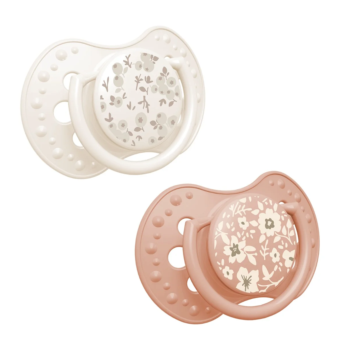 LOVI Smoczek silikonowy dynamiczny 6-18m Blossom Ivory 2 sztuki