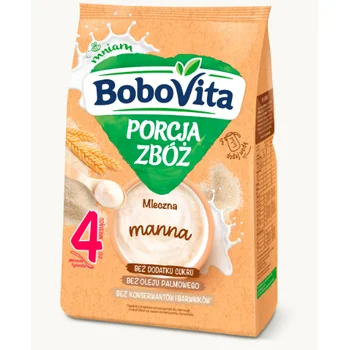 BoboVita Porcja Zbóż, kaszka mleczna manna po 4 miesiącu, 210 g Porcja Zbóż mleczna manna, 210 g