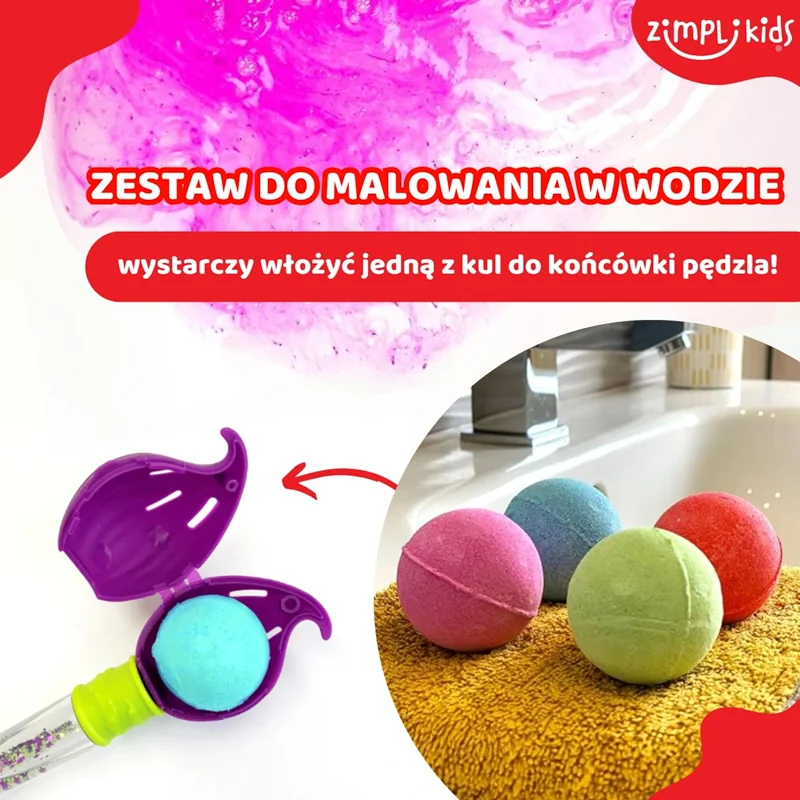 Zimpli Kids Baff Bombz Magic Brush kule do zabawy z pędzlem, 4 sztuki