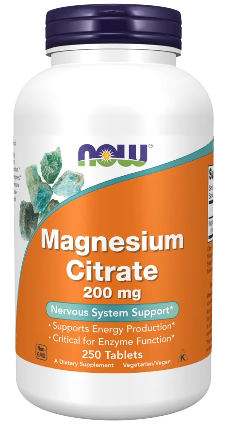 Now Foods Cytrynian Magnezu 200 mg 250 tabletek