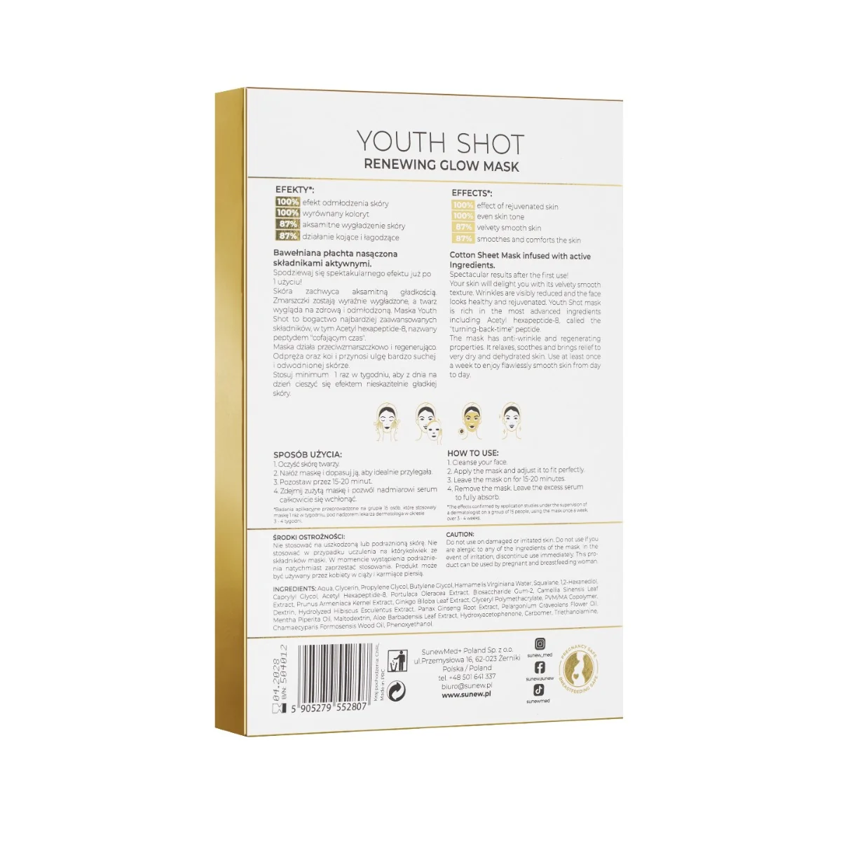 SunewMed+ Youth Shot maska zastrzyk młodości, 3 sztuki
