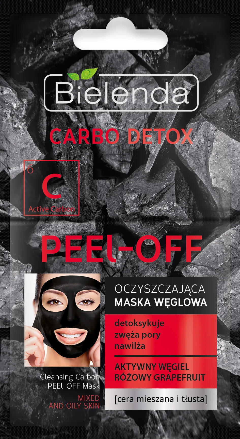 Bielenda Carbo Detox oczyszczająca maska węglowa PEEL-OFF, 2 x 6 g