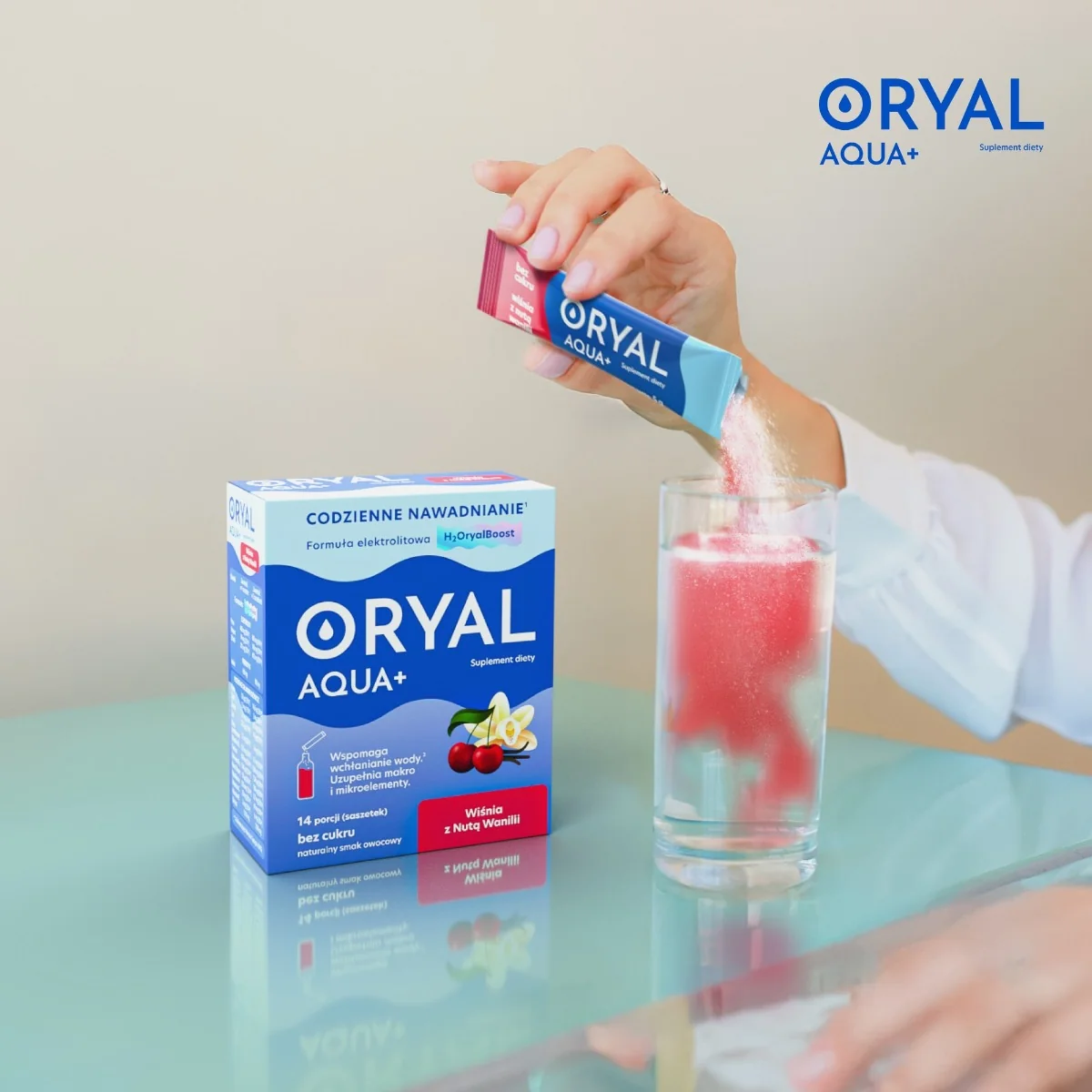 Oryal Aqua+ Wiśnia z nutą wanilii 14 saszetek