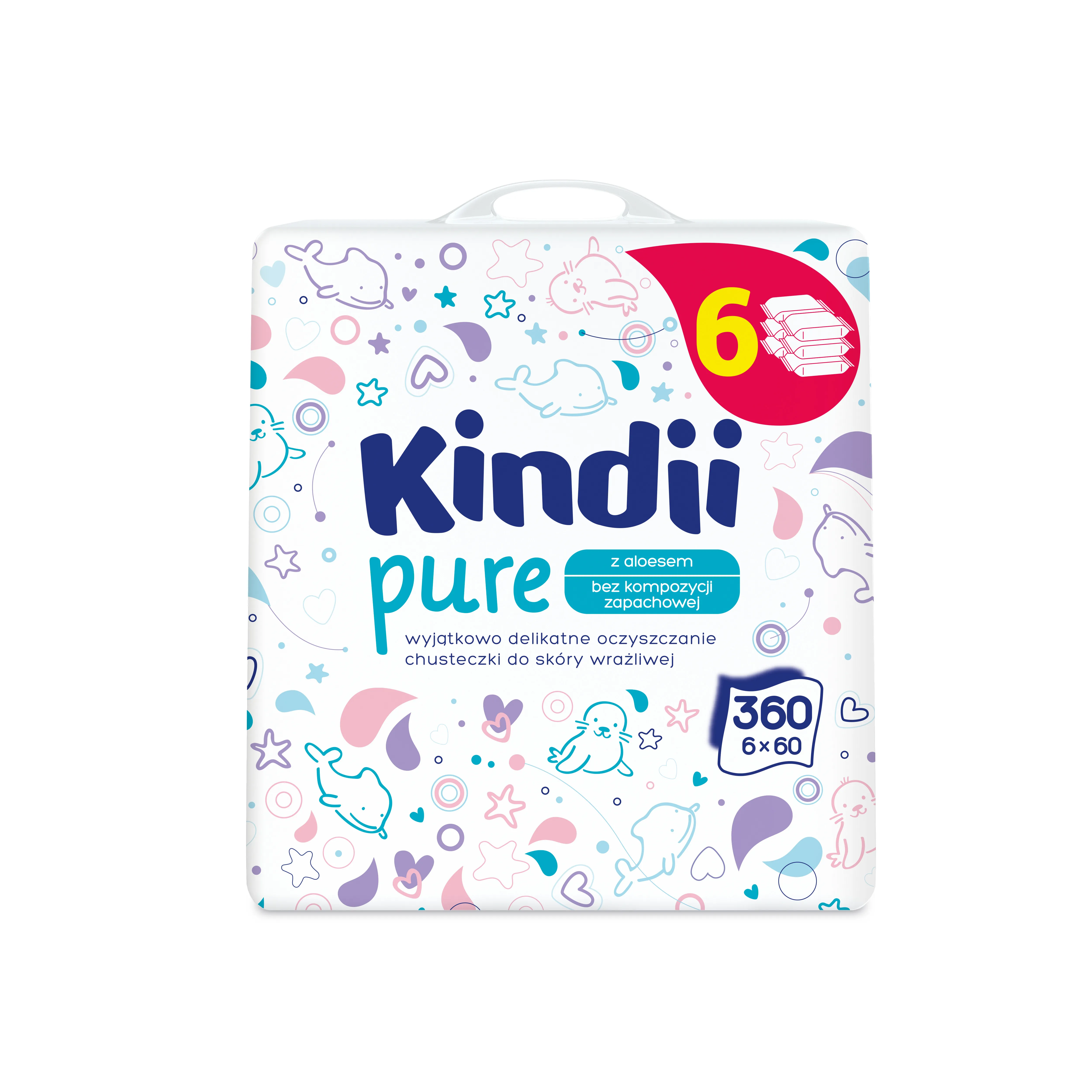Kindii Pure, chusteczki dla dzieci do skóry wrażliwej, 360 sztuk