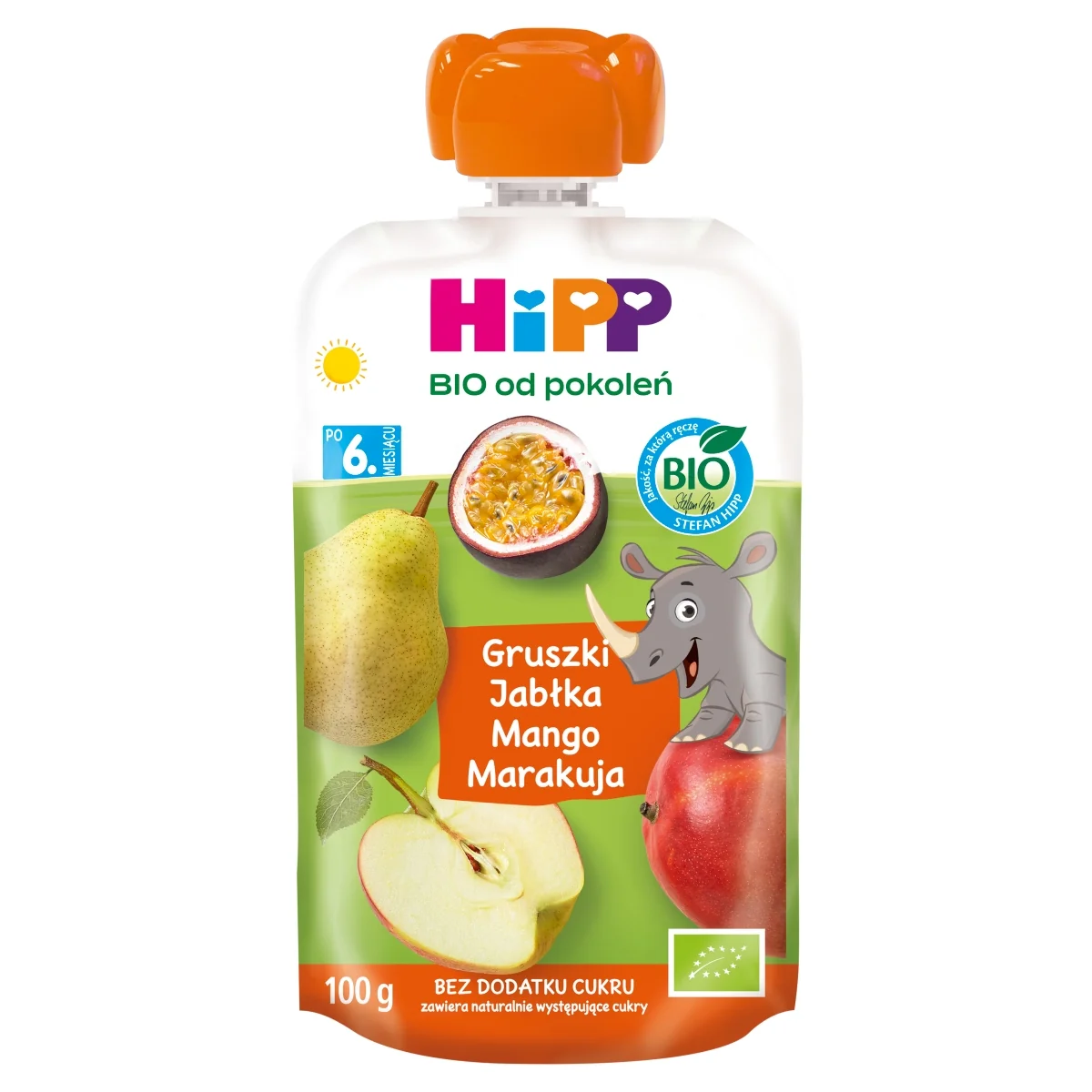 HiPP BIO od pokoleń mus gruszki-jabłka-mango-marakuja, 100 g