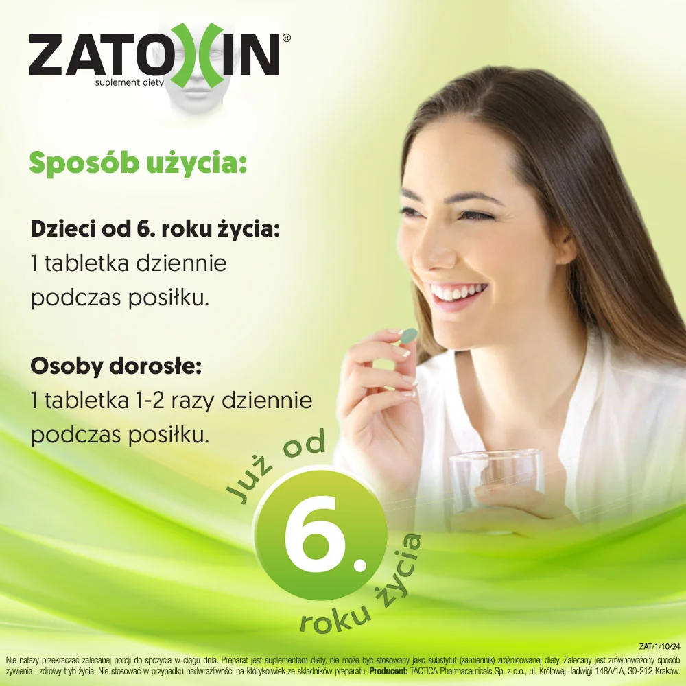 Zatoxin suplement diety zawierający kompozycję ekstraktów roślinnych, 60 tabletek
