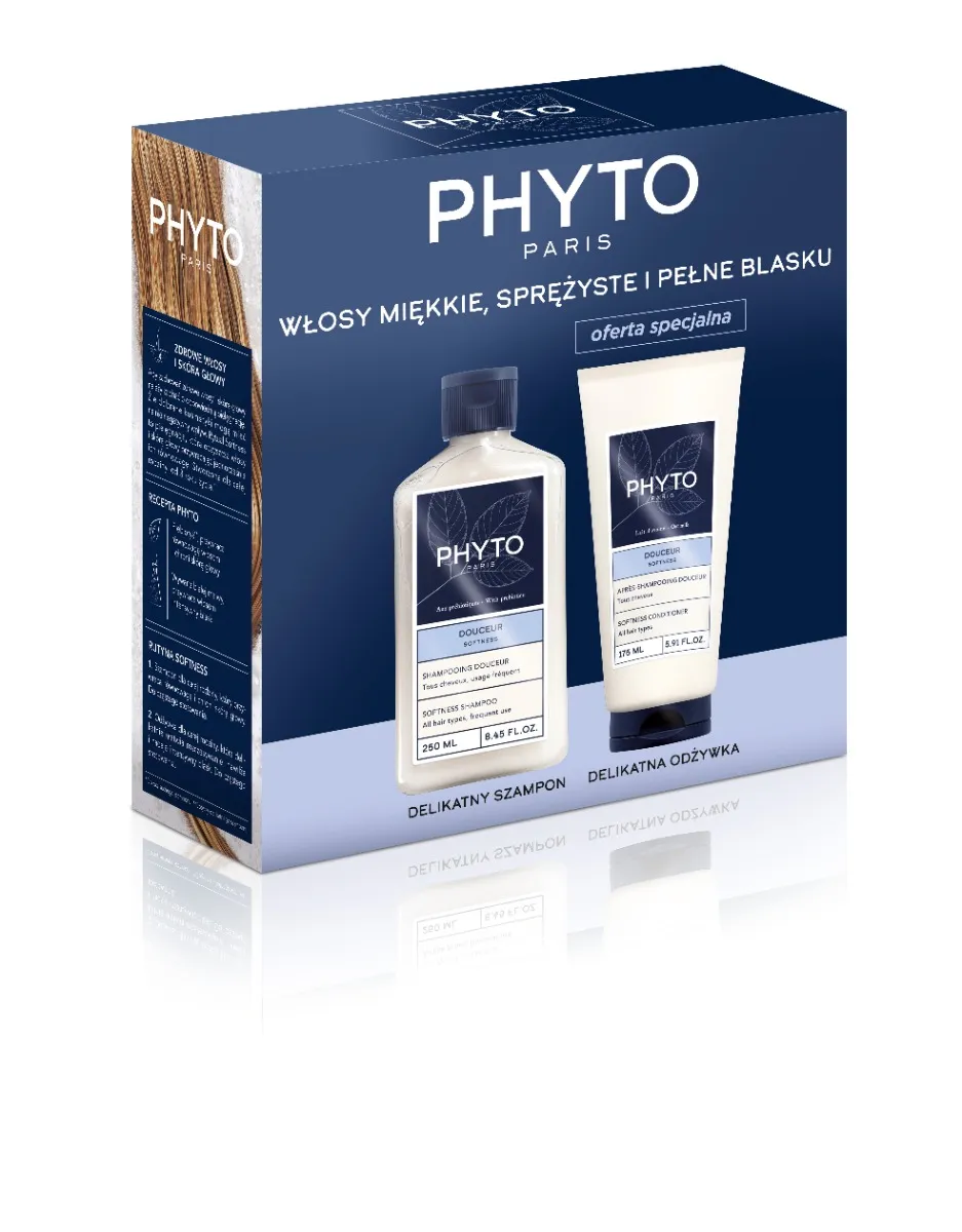 PHYTO Softness szampon i odżywka do wszystkich rodzajów włosów, 200 ml + 175 ml