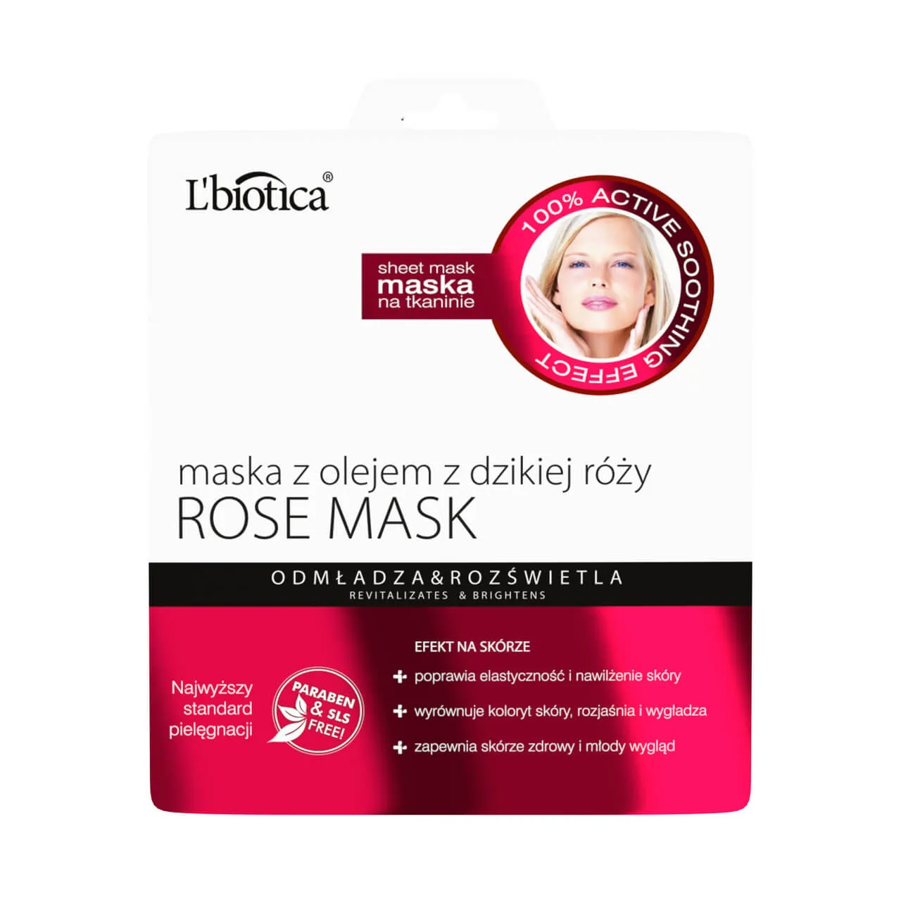 L'Biotica Rose Mask, maska z olejem z dzikiej róży, 23 ml