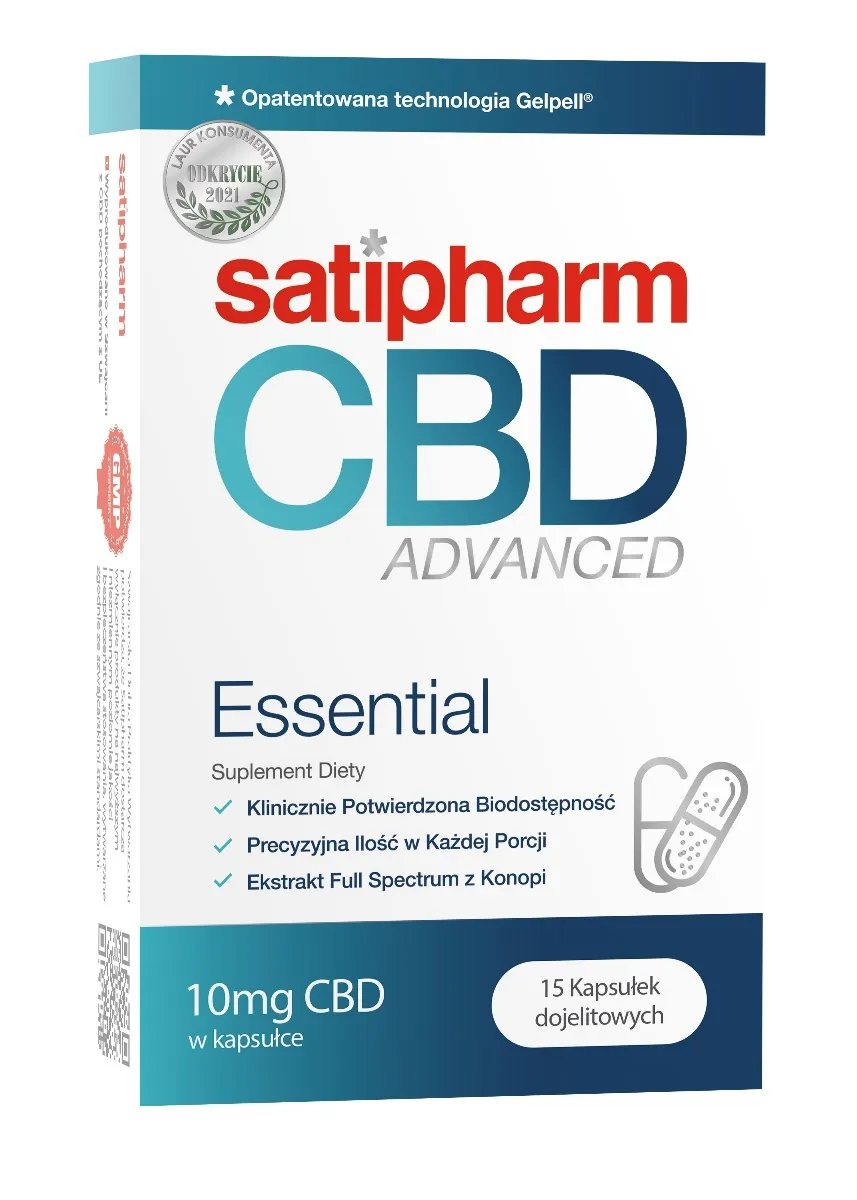 Satipharm CBD Advanced Essential, suplement diety, 15 kapsułek