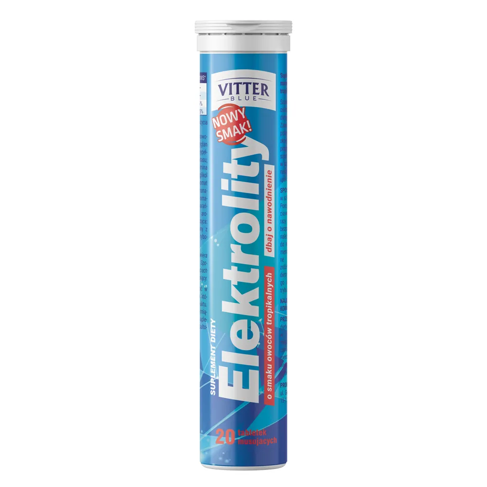 Vitter Blue Elektrolity smak tropikalny suplement diety, 20 tabletek musujących