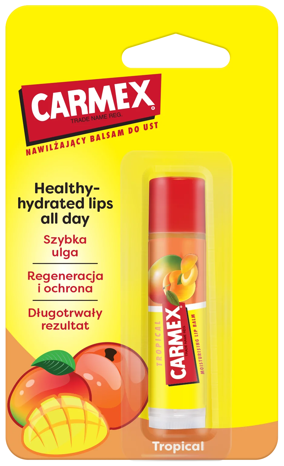 Carmex nawilżający balsam do ust w sztyfcie Tropical, 4,25 g sztyft do ust o tropikalnym zapachu, 4,25 g