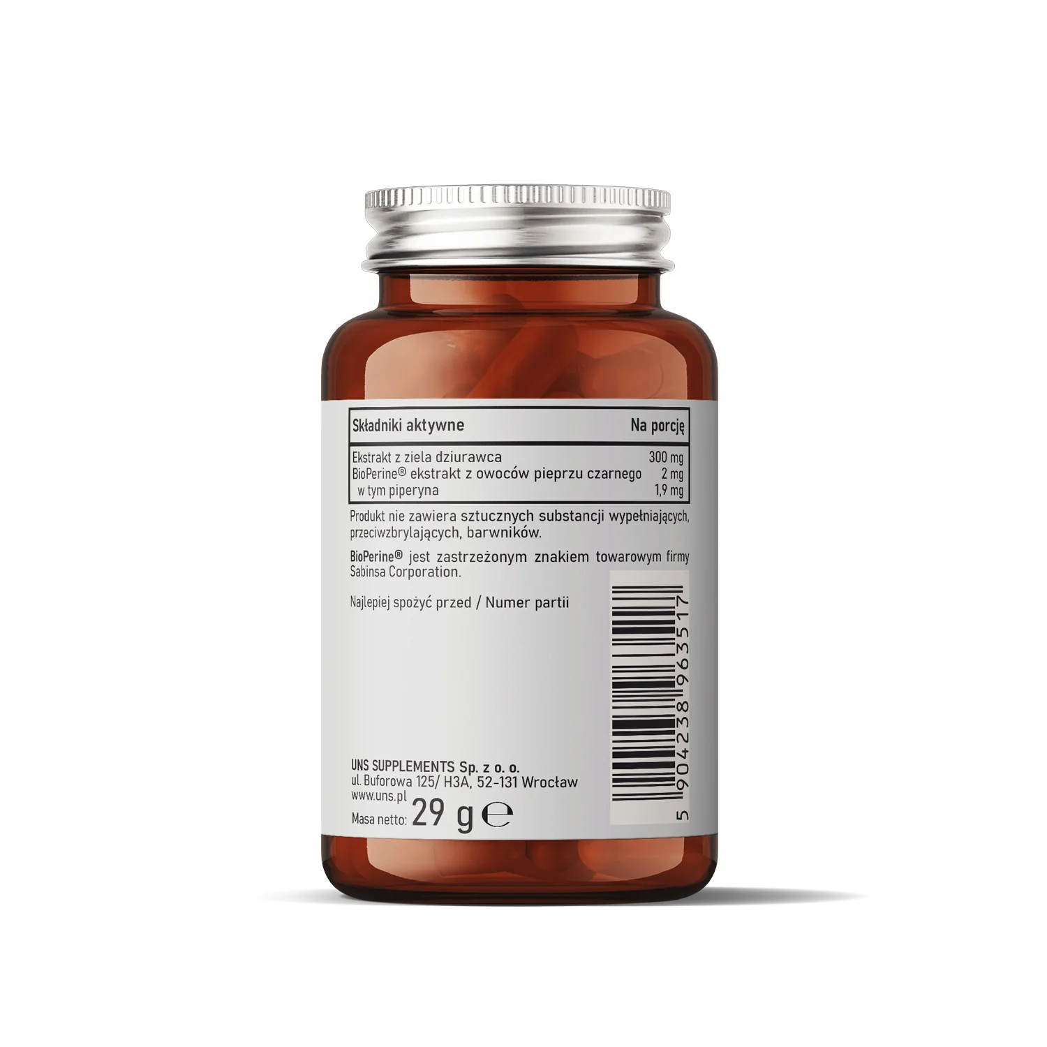 UNS Dziurawiec + BioPerine® 60 wege kapsułek