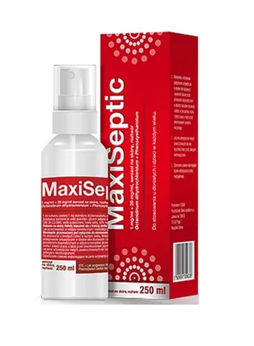 Maxiseptic, 1 mg + 20 mg/ml, aerozol na skórę, 250 ml