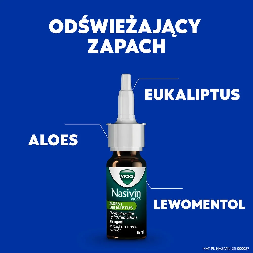 Nasivin Aloes i Eukaliptus 0,5 mg/ml aerozol do nosa, roztwór, 15 ml