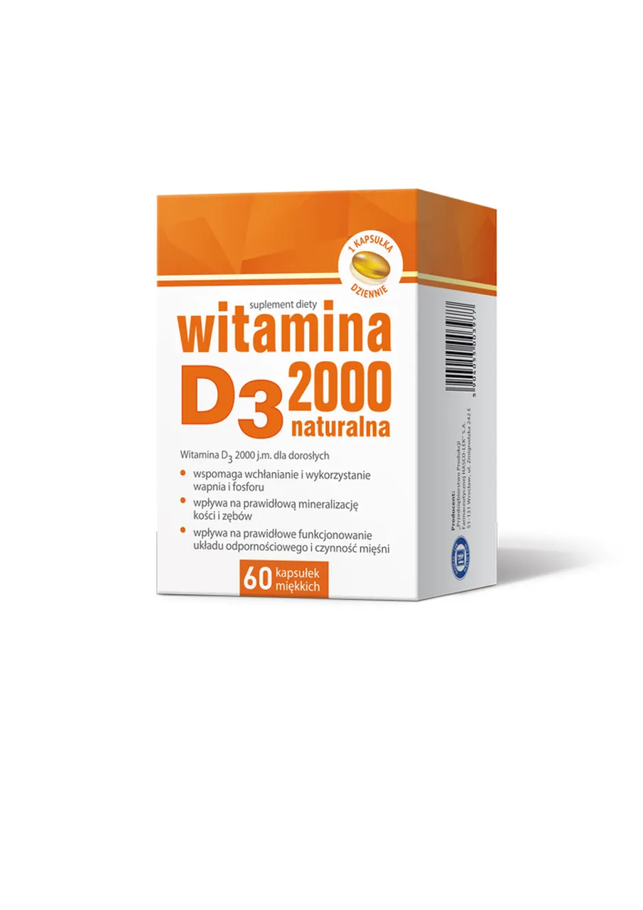 Hasco Witamina D3 2000, suplement diety, 60 kapsułek