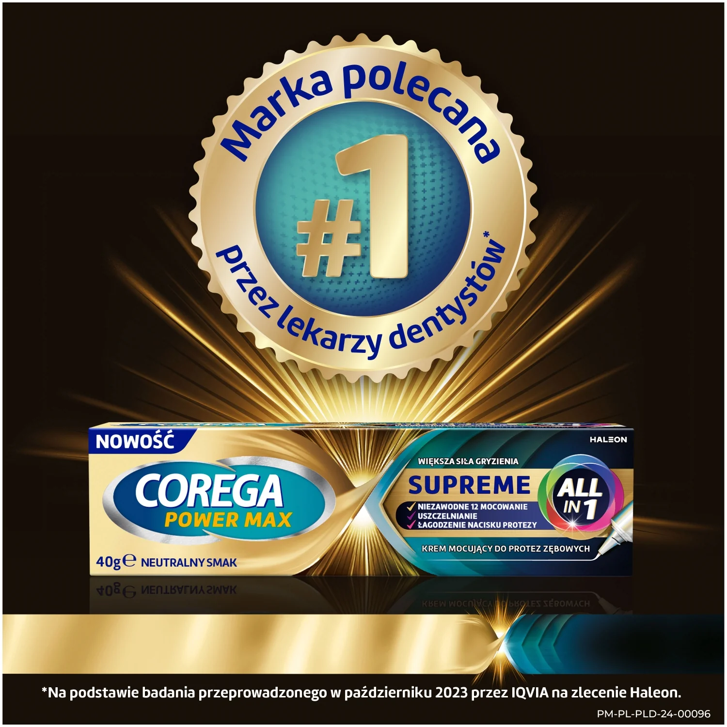 Corega Power Max Supreme All-In 1 krem mocujący do protez zębowych, smak neutralny, 40 g