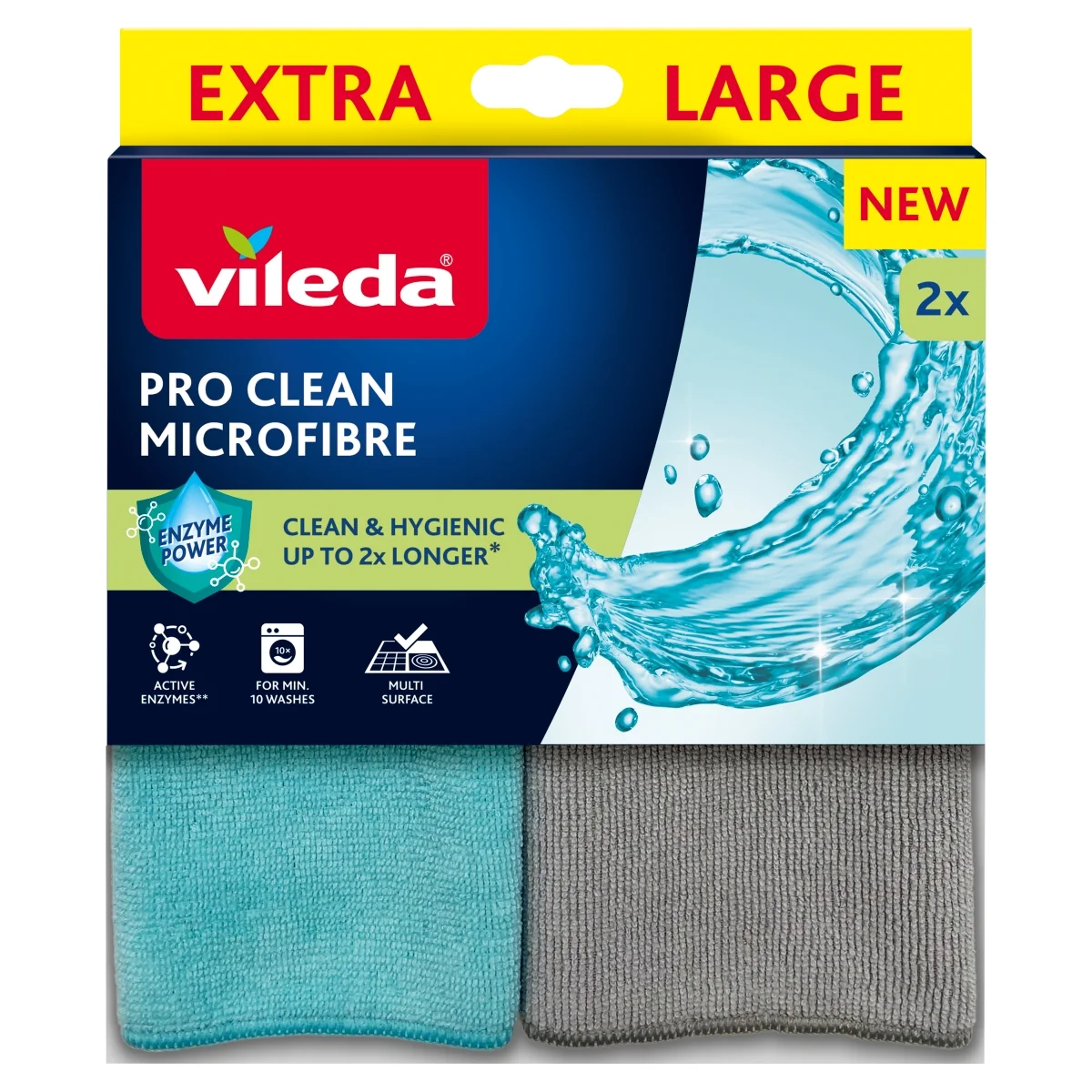 Vileda Pro Clean ściereczka z mikrofibry z enzymami, 2 sztuki