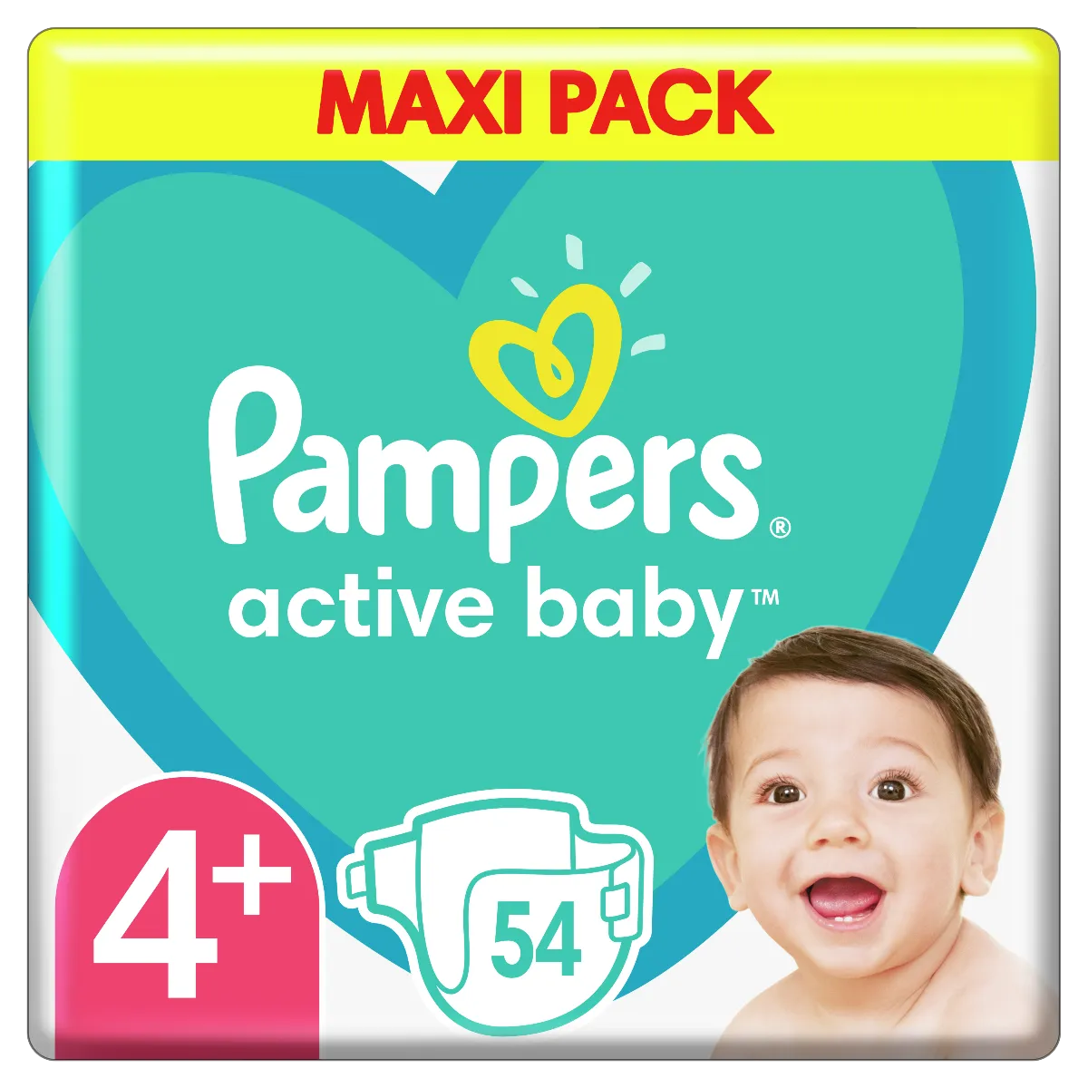 Pampers Active Baby Maxi Pack pieluszki jednorazowe, rozmiar 4+, 10-15 kg, 54 szt. 