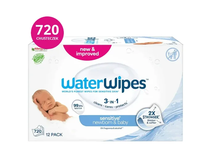WaterWipes BIO Chusteczki nawilżane dla noworodków i niemowląt, 12 x 60 sztuk