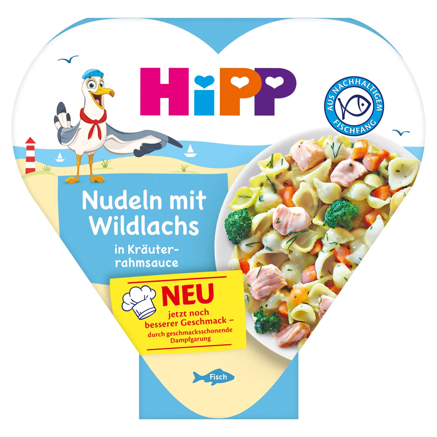 HIPP kluseczki z dzikim łososiem w sosie ziołowo-śmietanowym po 1. roku, 250 g