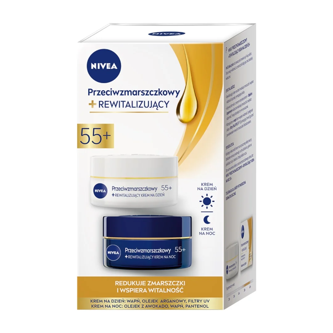 Nivea Przeciwzmarszczkowy + Modelujący Zestaw krem na noc 55+, 50 ml + krem na dzień 55+, 50 ml