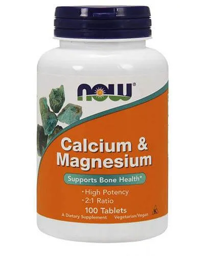 Now Foods Magnesium & Calcium, suplement diety, 100 tabletek