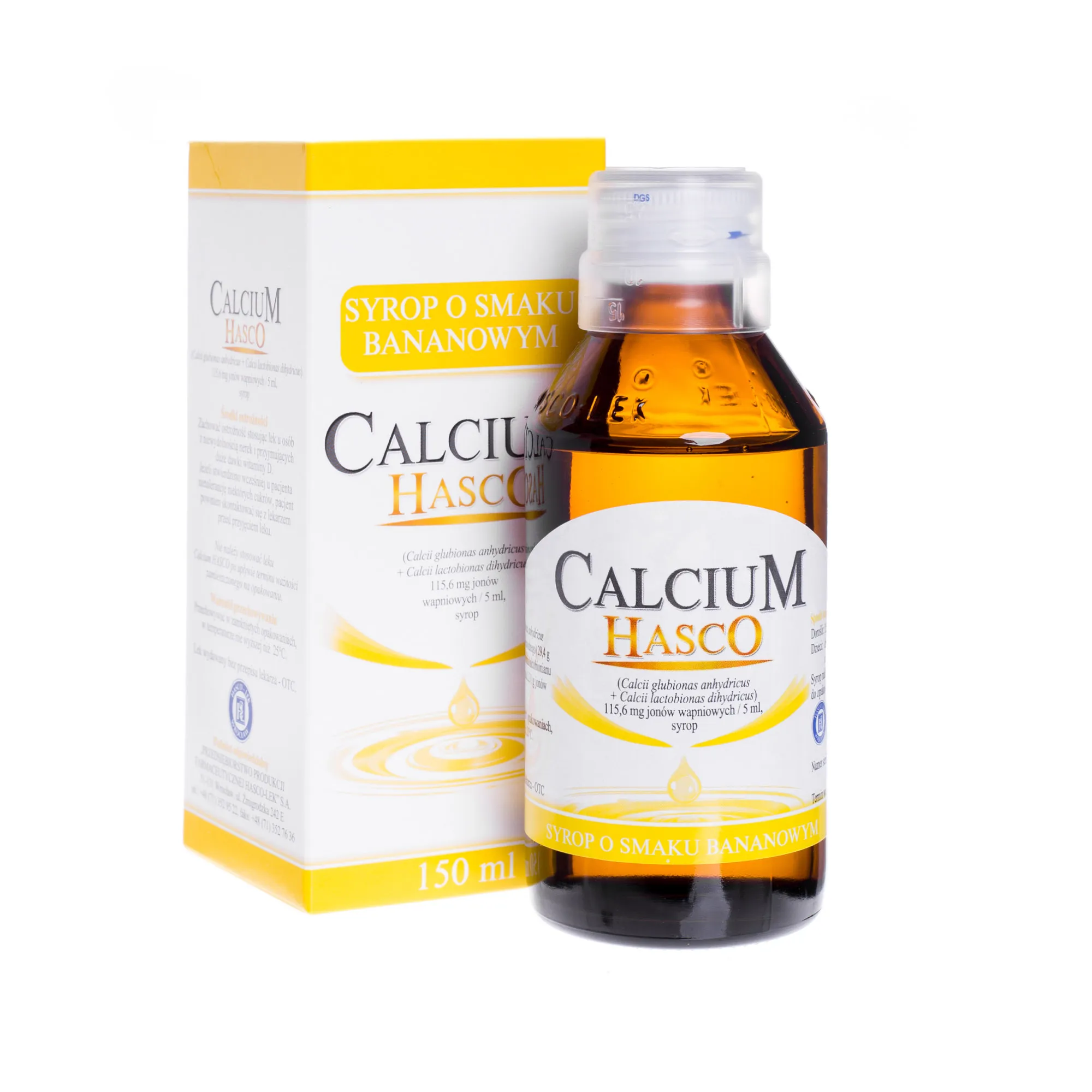 Calcium Hasco 115,6 mg jonów wapnia/ 5 ml, syrop o smaku bananowym, 150 ml