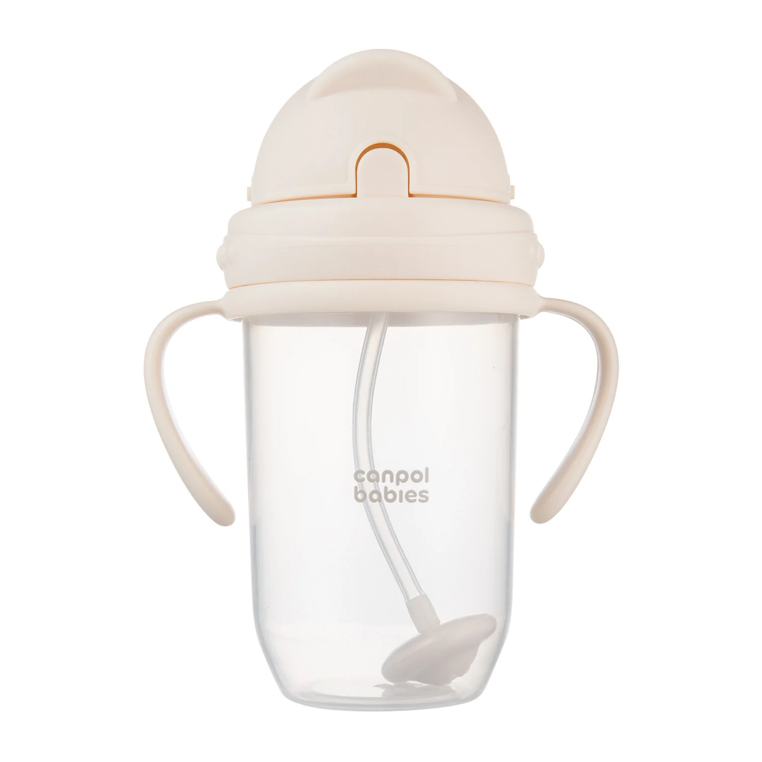 Canpol Babies kubek niekapek z rurką i odważnikiem kremowy 270 ml, 1 sztuka