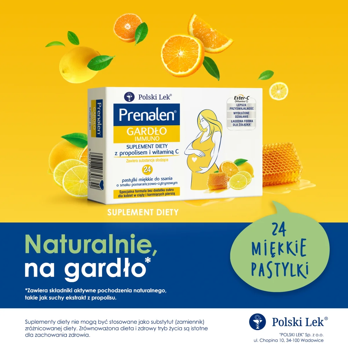 Prenalen Gardło Immuno 24 pastylki miękkie do ssania