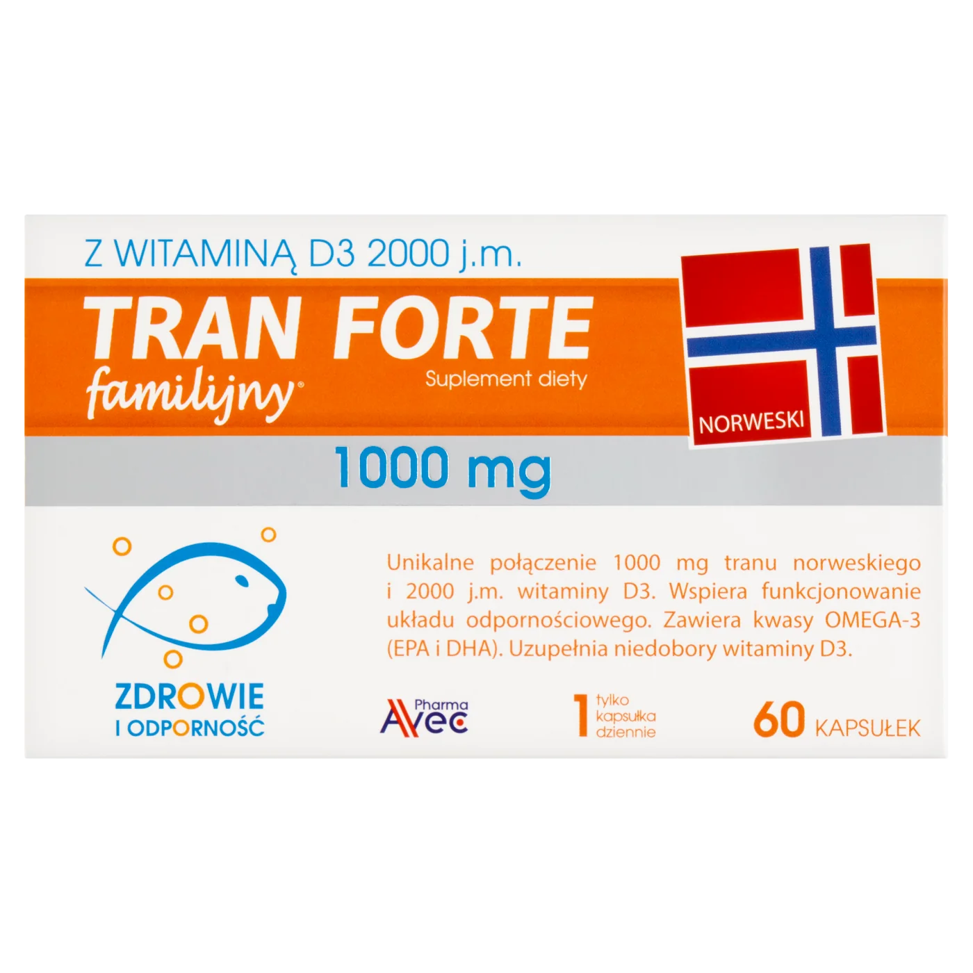 Tran familijny forte 1000 mg forte 1000 mg 60 kapsułek