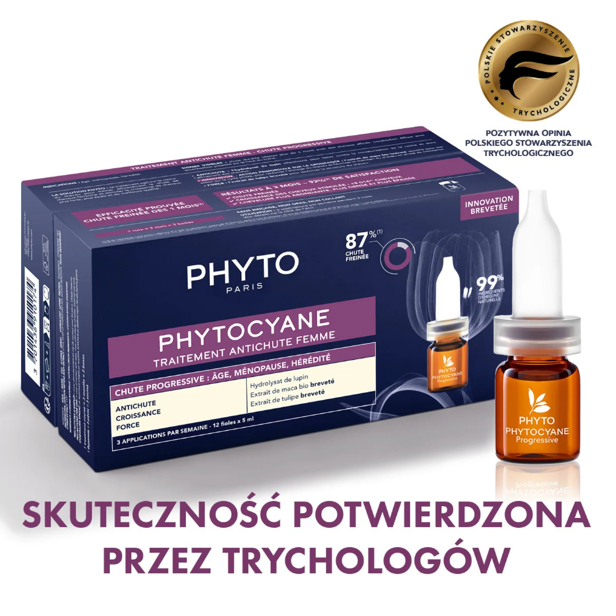 PHYTO PHYTOCYANE kuracja przeciw postępującemu wypadaniu włosów dla kobiet, 12 x 5 ml