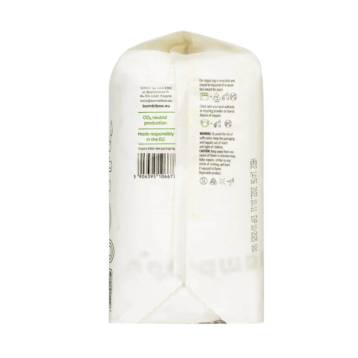 Bambiboo COTTONWEAR jednorazowe pieluszki z bawełną organiczną rozmiar 5, 24 szt.