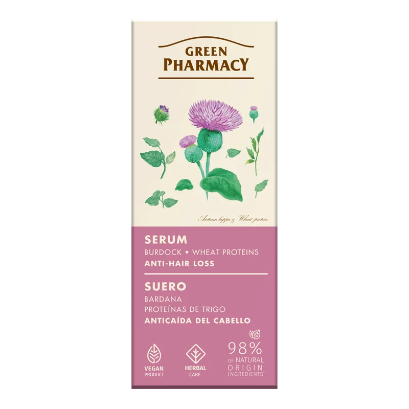 Green Pharmacy serum przeciw wypadaniu włosów łopian i proteiny pszenicy, 100 ml