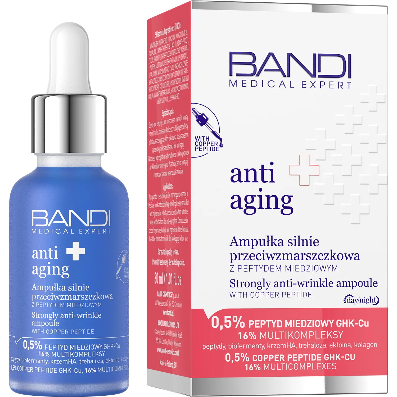 Bandi Anti Aging ampułka silnie przeciwzmarszkowa z peptydem miedziowym, 30 ml