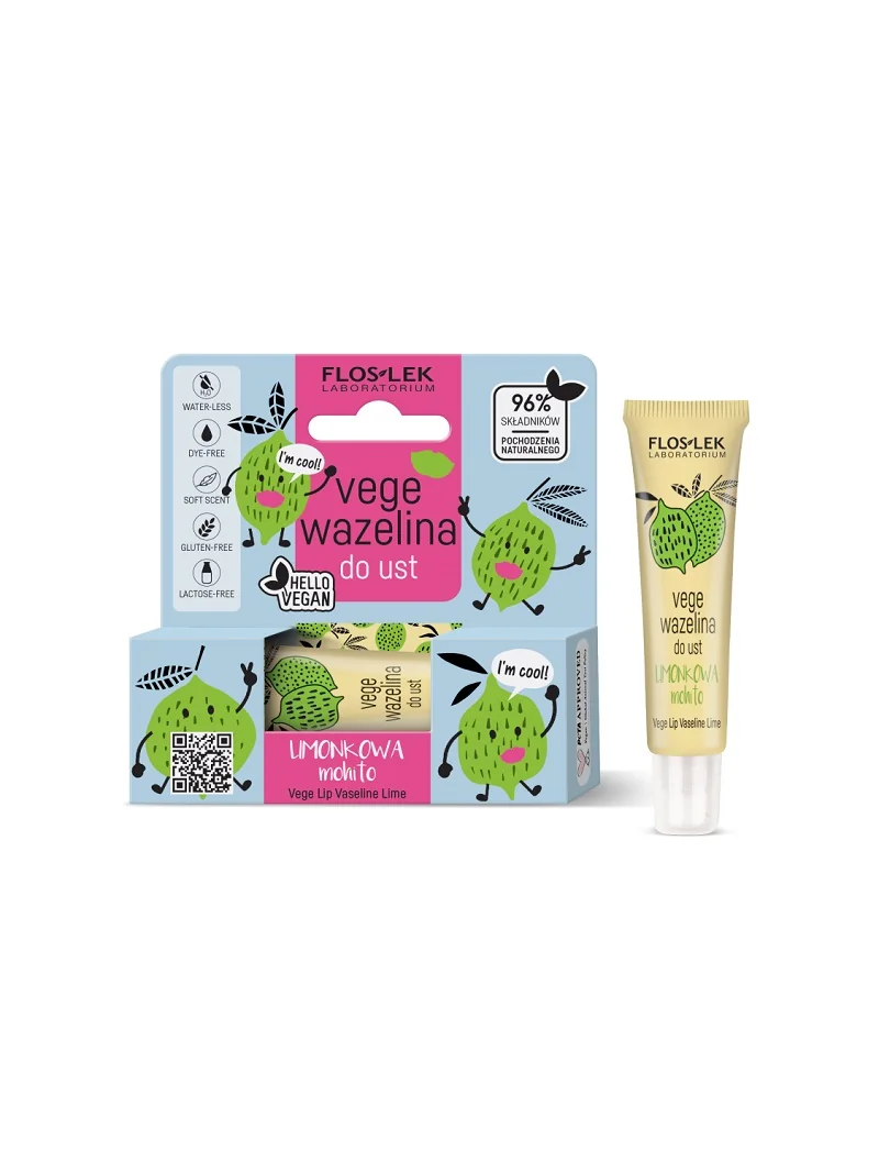 Floslek Lip Care Vege limonkowa wazelina do ust, 10 g