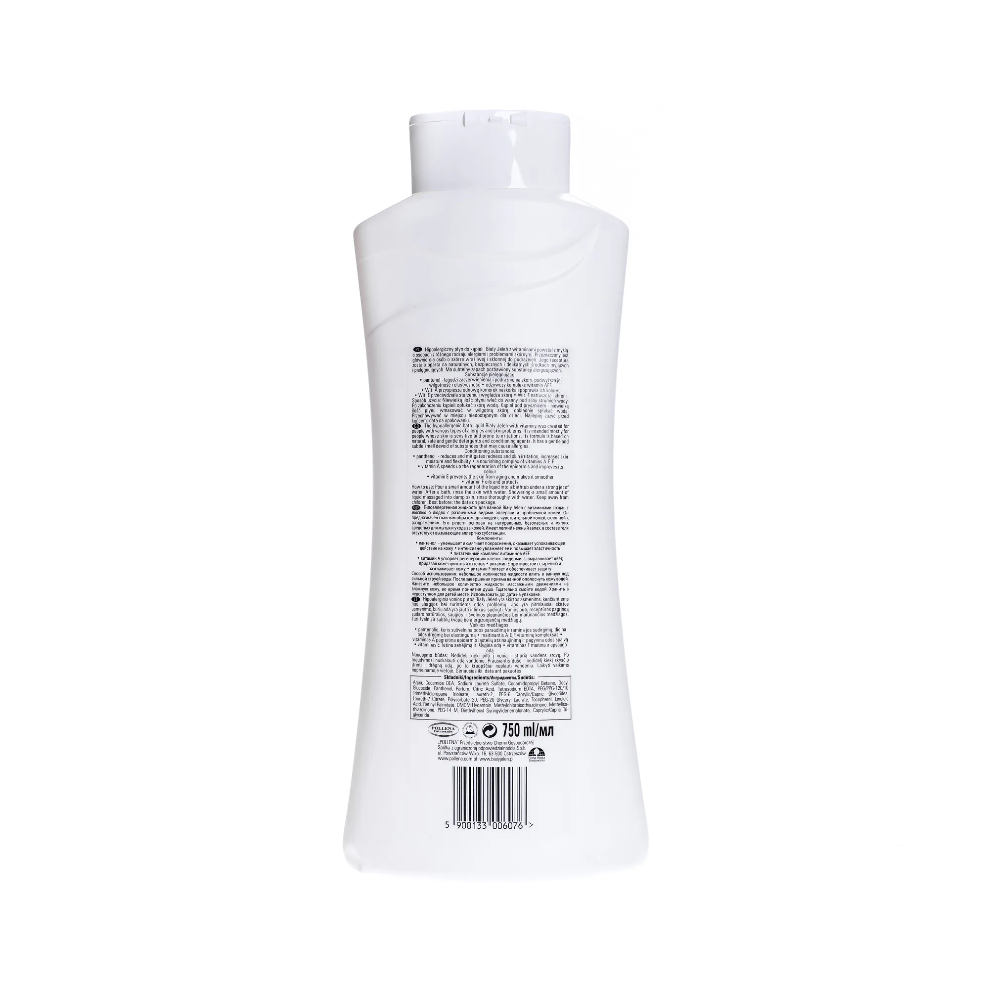 Biały Jeleń, płyn do kąpieli z witaminami A, E, F, 750 ml 