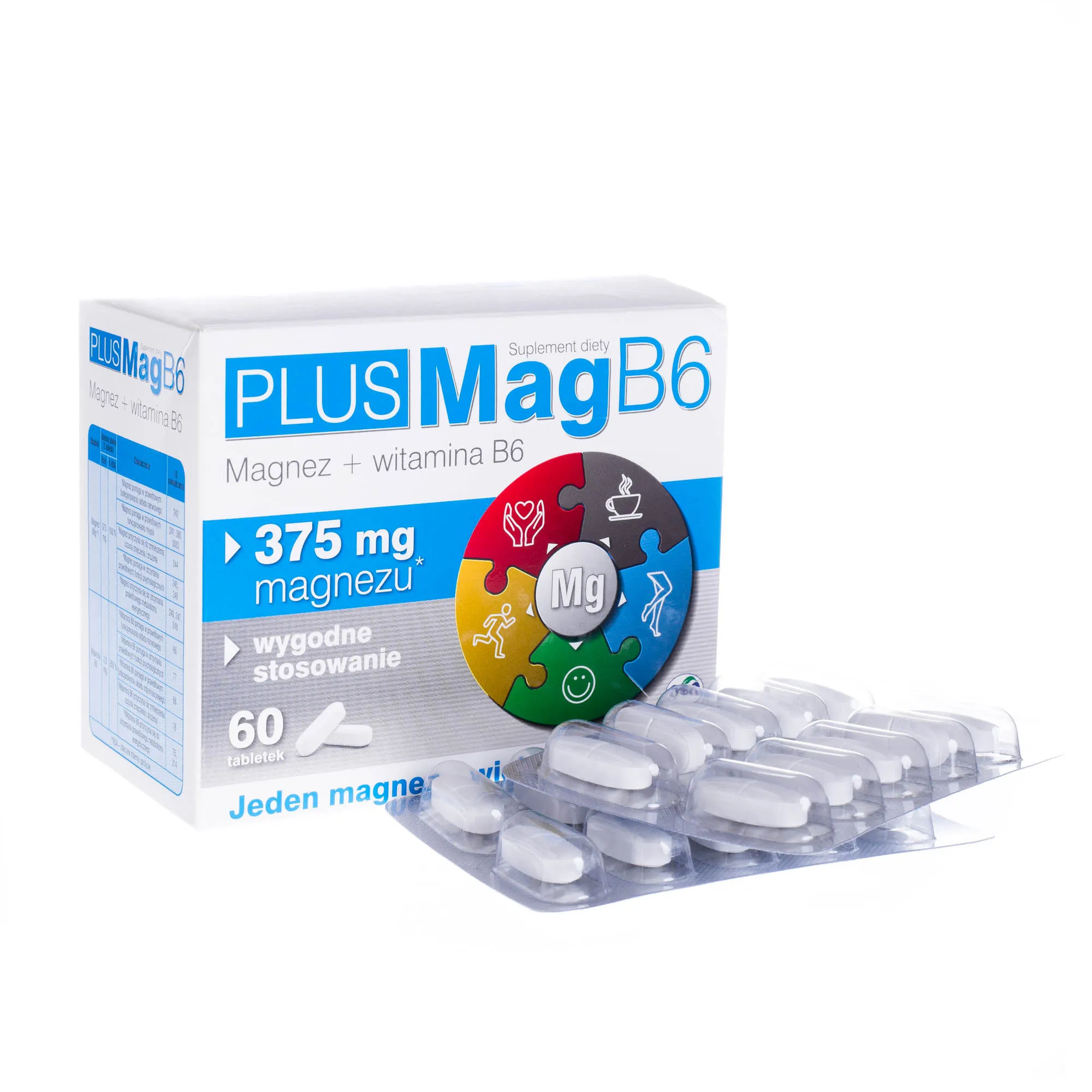 PlusMagB6, Magnez+witamina B6, 60 tabletek 