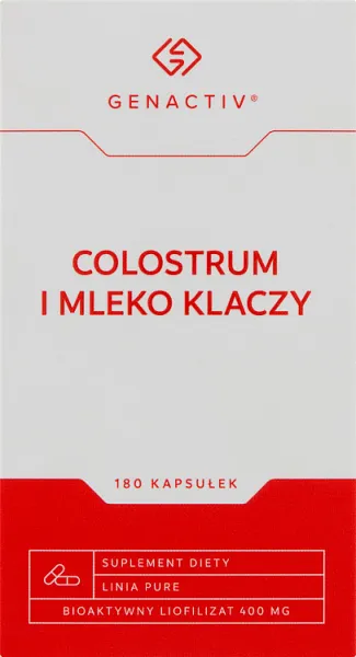Genactiv Colostrum i Mleko Klaczy, suplement diety, 180 kapsułek