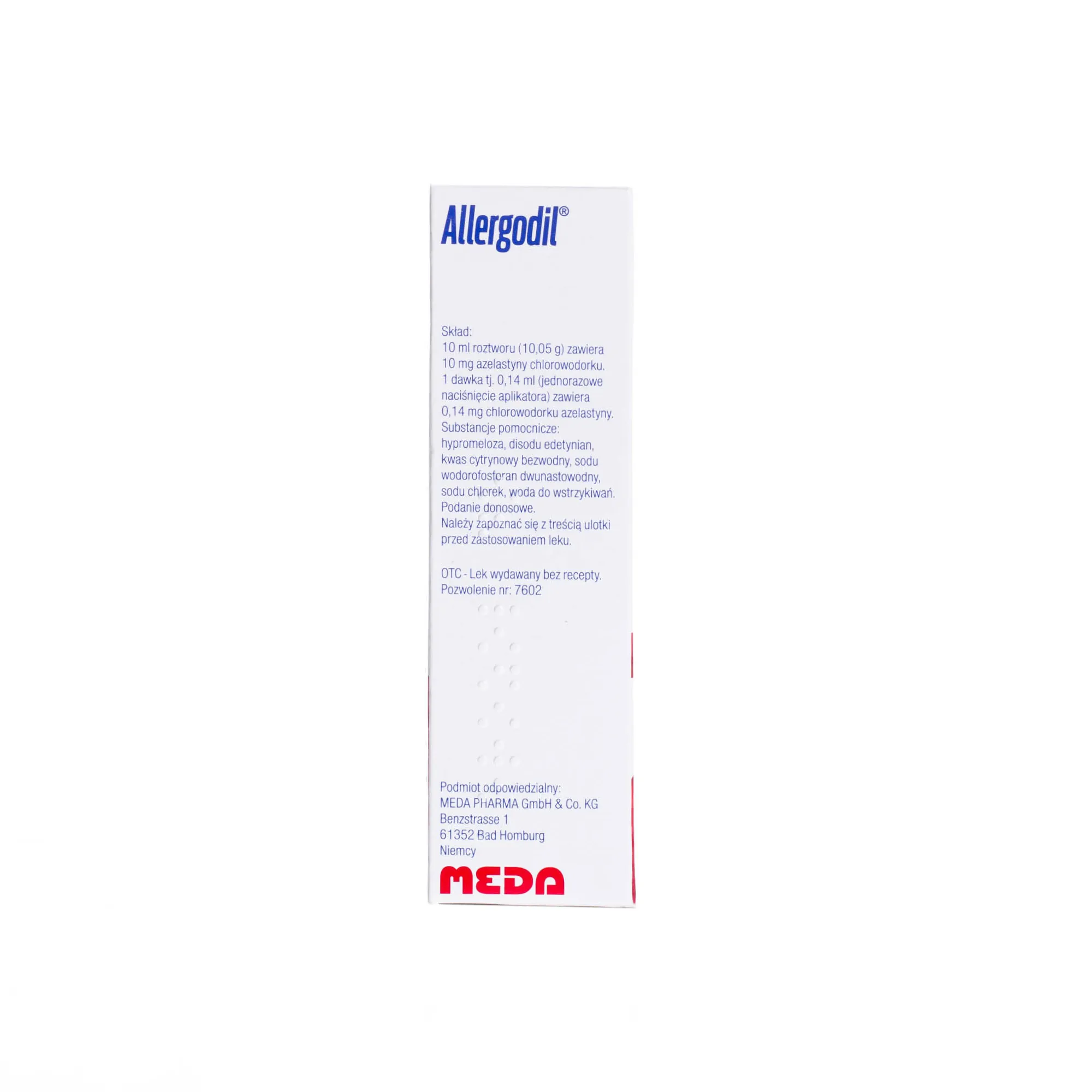 Allergodil 1 mg/ml(0,1%) - aerozol do nosa, 10 ml 