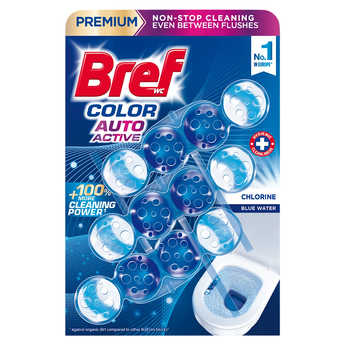 Bref WC Color Auto Active Chlorine zawieszka myjąco-zapachowa do WC, 3 x 50 g