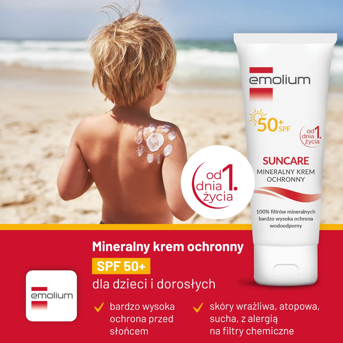 Emolium Suncare mineralny krem ochronny SPF 50+, 50 ml