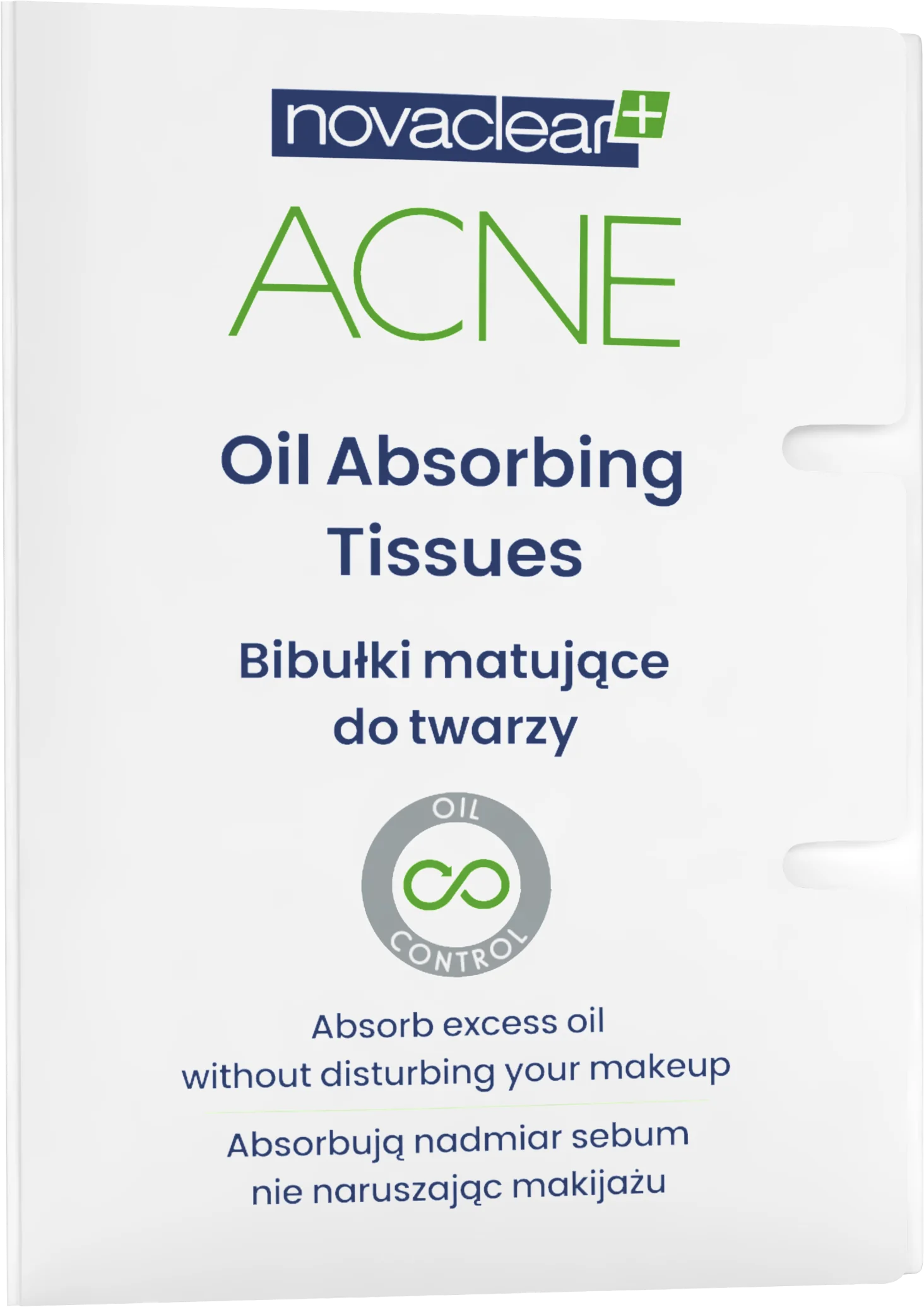 Novaclear Acne, bibułki matujące do twarzy, 50 sztuk
