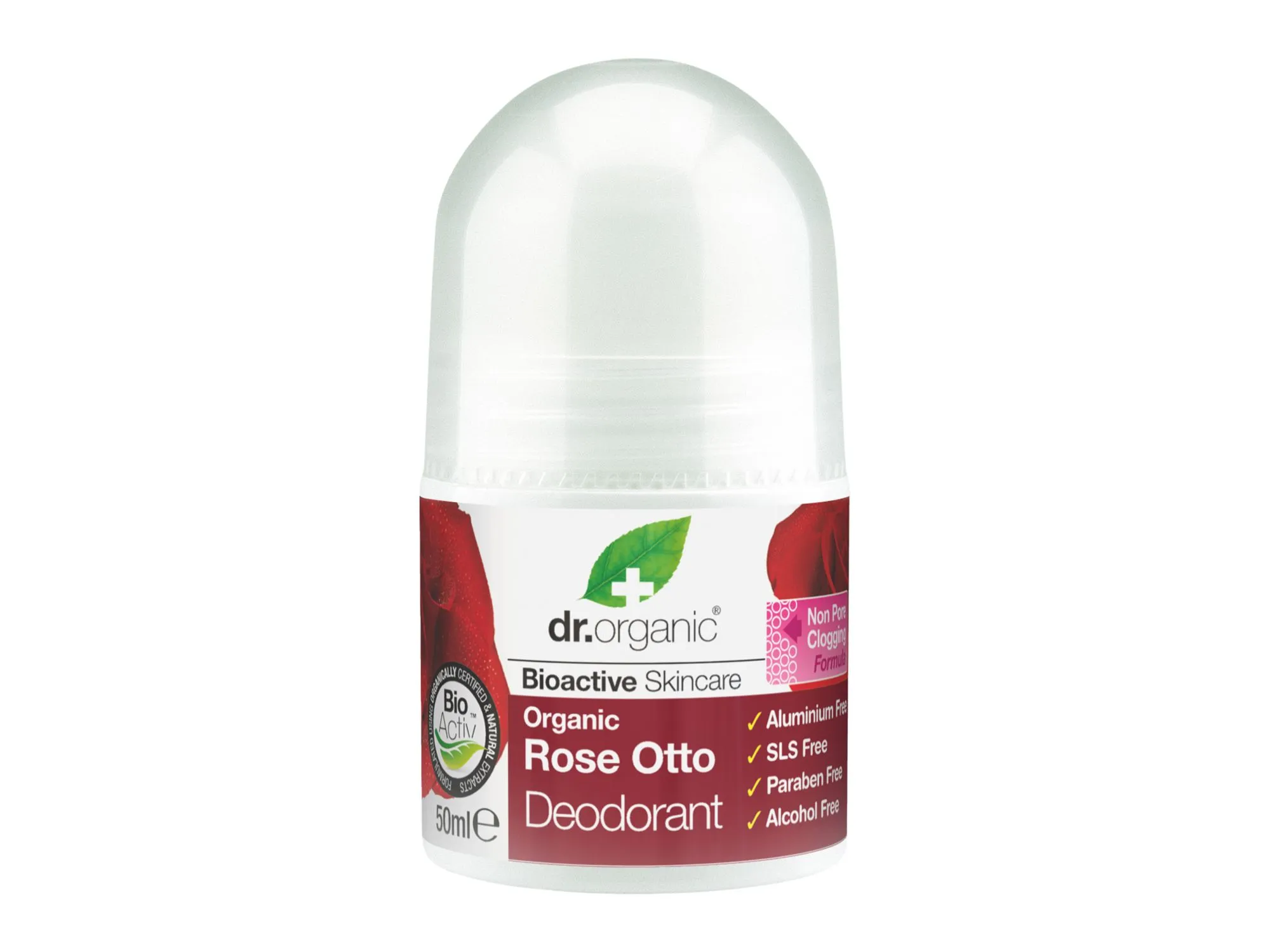 Dr.Organic Bioactive Skincare, dezodorant w kulce z organicznym olejkiem różanym, 50 ml